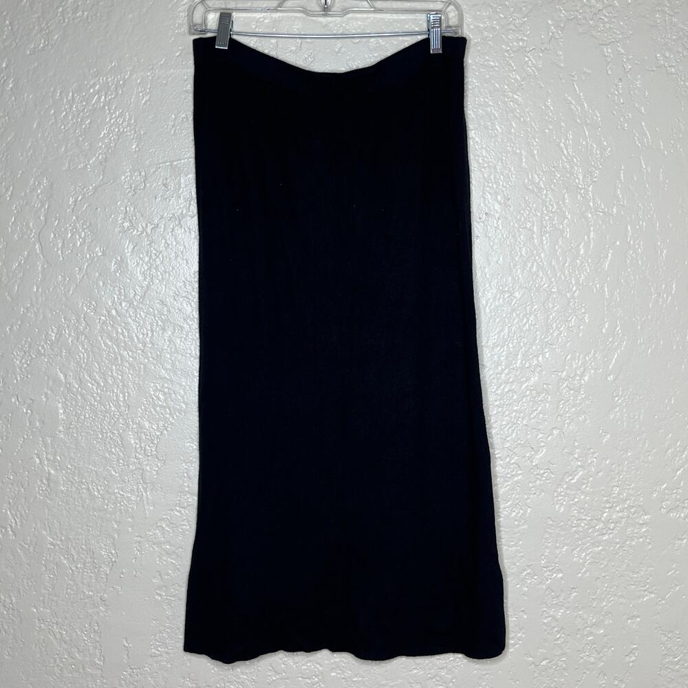 J.Crew‎ Knit Midi Skirt Minimalist Pull On A Line Women Black Large